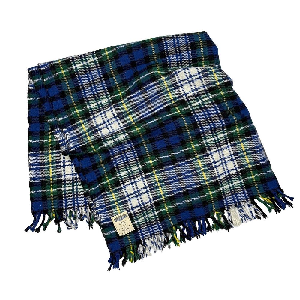 Faribault Woolen Mill VTG 100% Wool Plaid Throw Blanket 48x48 USA Tartan Stadium